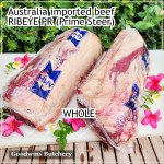 Beef Ribeye AUSTRALIA PR STEER (prime young cattle) frozen aged by producer brand AMH roast cuts 4" 10cm +/- 1.1kg price/kg (Scotch-Fillet / Cube-Roll)